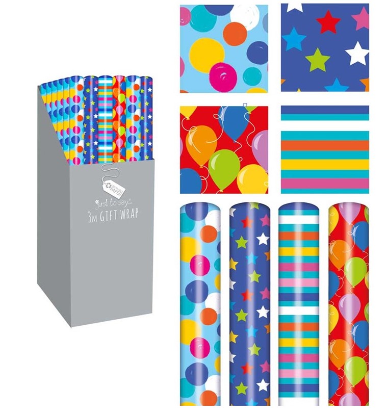 3 Metre Gift-Wrap Brights Designs - Click Image to Close