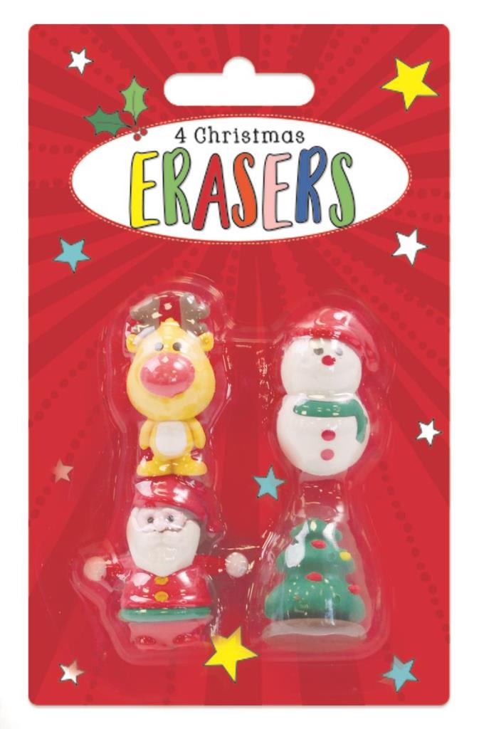 Erasers 4 Christmas Shaped Erasers - Click Image to Close