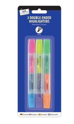 3 Double-Ended Highlighters, 6 Colours - Click Image to Close