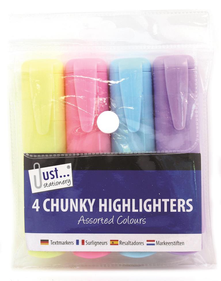 Tallon Assorted Chunky Pastel Highlighters 4 Pack - Click Image to Close