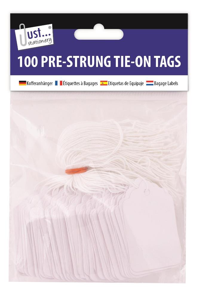 100Pre Strung White Tags 36 X 53mm - Click Image to Close