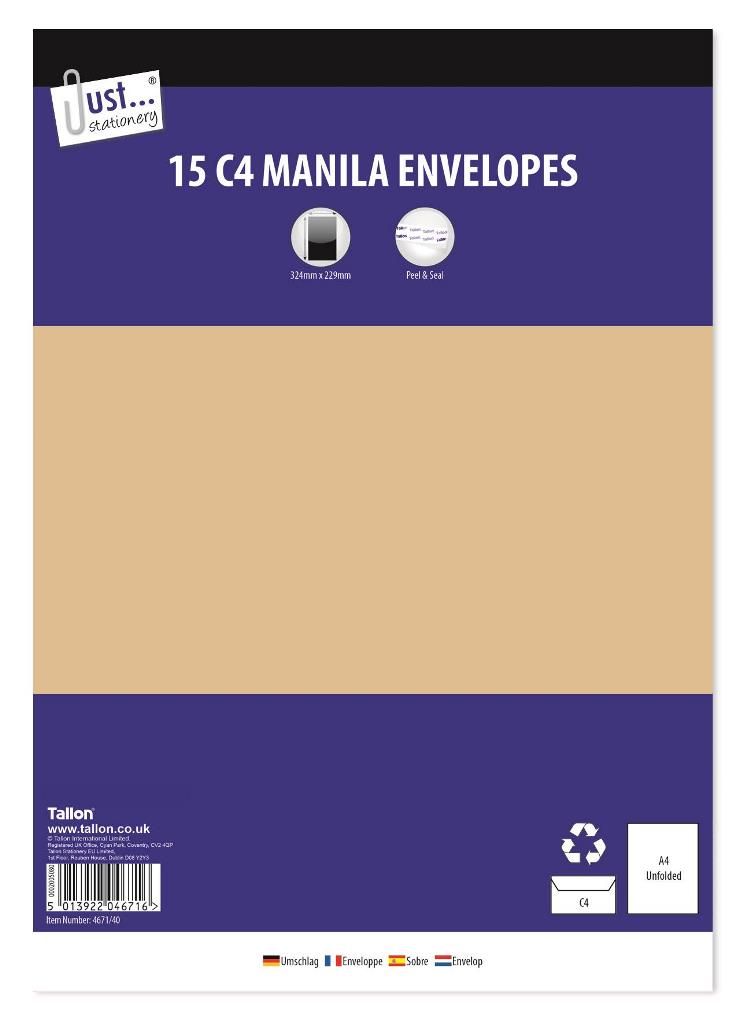 Tallon 15 C4 Manila P/S Envelopes 80Gsm - Click Image to Close