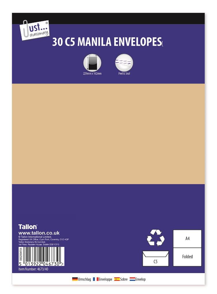 Tallon 30 C5 Manila Peal & Seal Envelopes 80Gsm - Click Image to Close