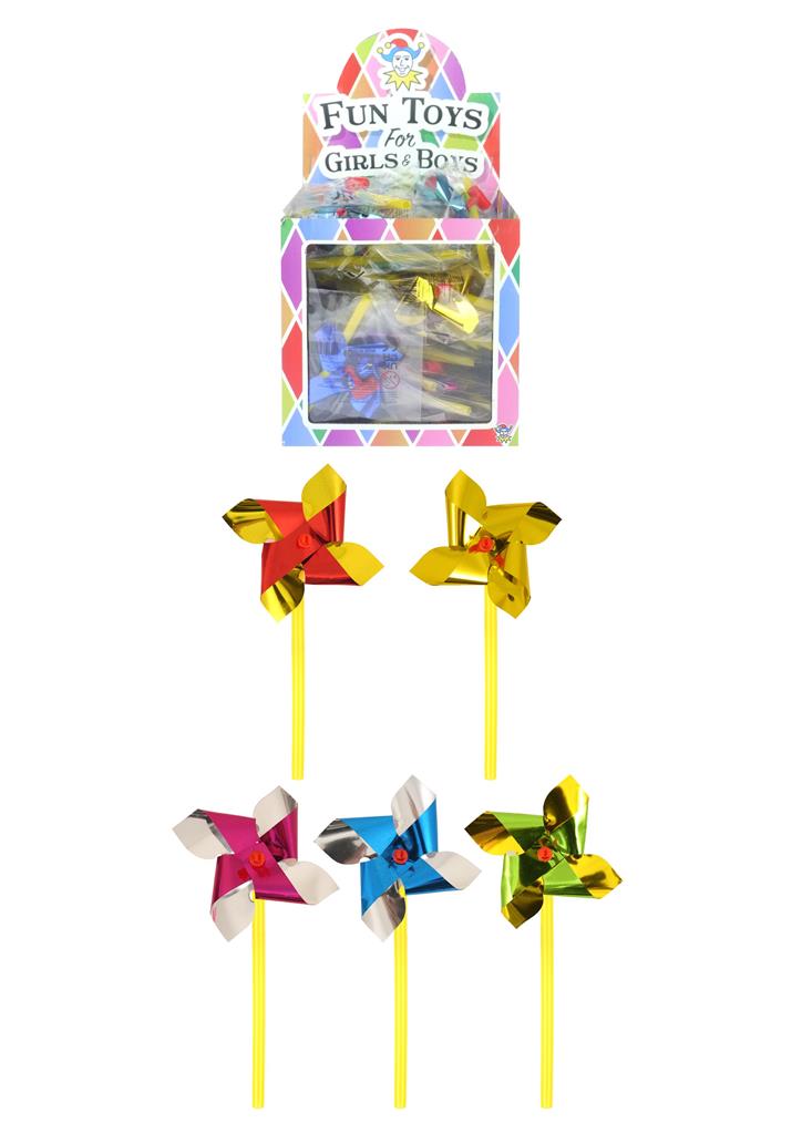 Mini Foil Windmills (7cm) Assorted Colours X 60 (10p Each) - Click Image to Close