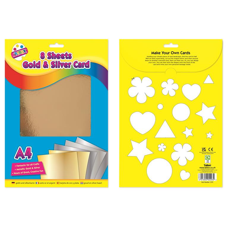 8 Sheets A4 Gold & Silver Card - Click Image to Close