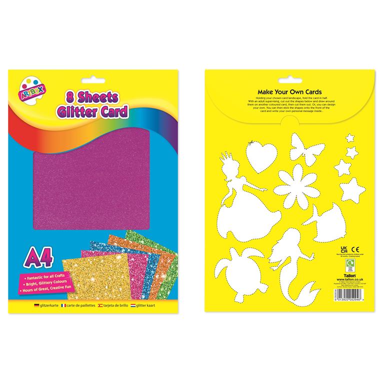 8 Sheets A4 Glitter Card - Click Image to Close