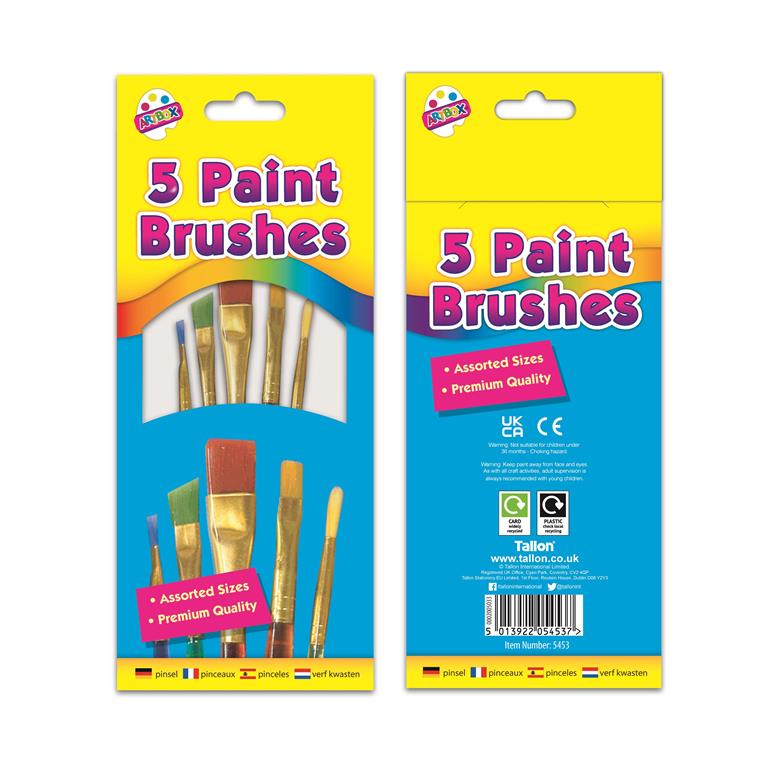 Tallon Assorted Paint Brushes 5 Pack - Click Image to Close