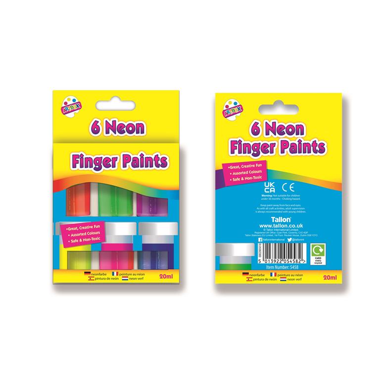 Tallon 6 Neon Finger Paint Pots - Click Image to Close