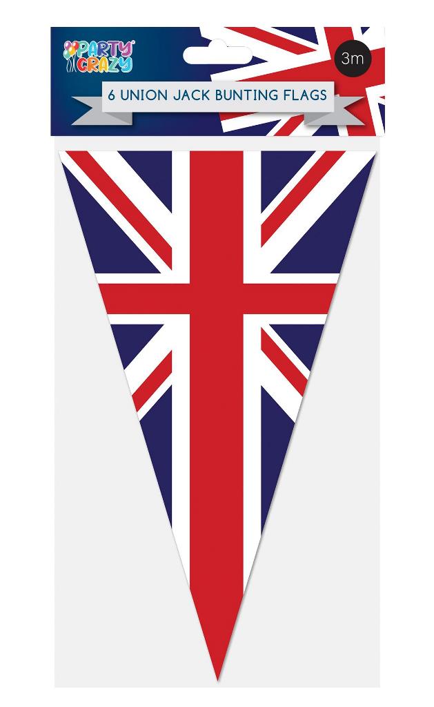 Union Jack Design 3M 6 Flag Triangle Bunting - Click Image to Close