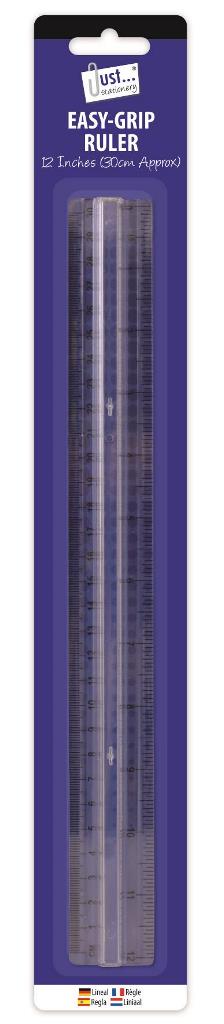 30cm Easy Grip Clear Plastic Ruler - Click Image to Close