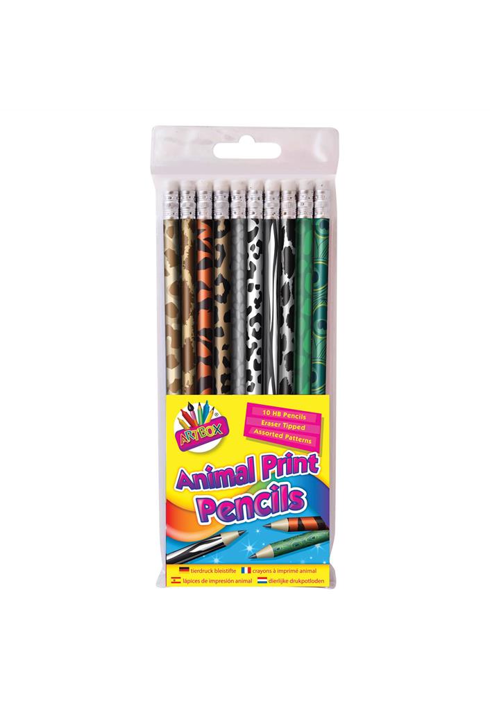 Artbox 10 Animal Print Hb Pencils - Click Image to Close
