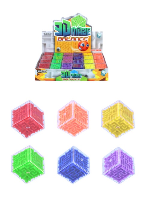 Mini 3D Puzzle Maze Cubes (2.8cm) 6 Assorted Colours - Click Image to Close