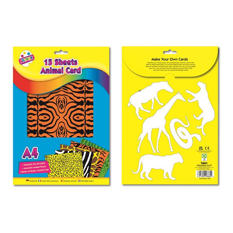 15 Sheets A4 Animal Print Card - Click Image to Close