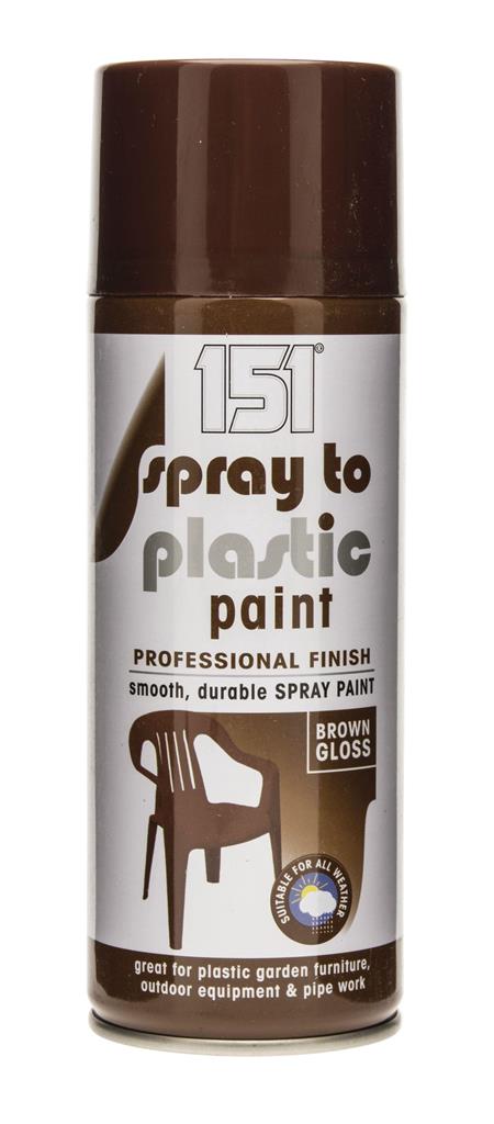 Spray To Plastic Paint Brown Gloss 400ml - Click Image to Close