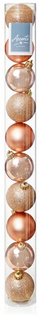 10 x 60mm Rose Gold Multi Finish Baubles - Click Image to Close