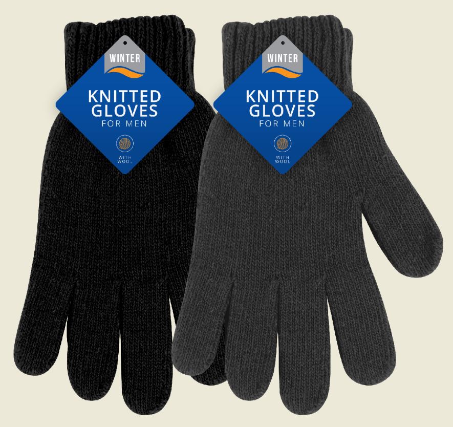 Mens Knitted Wool Gloves - Click Image to Close