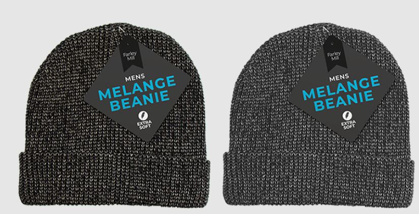 Mens Melange Beanie Hat - Click Image to Close