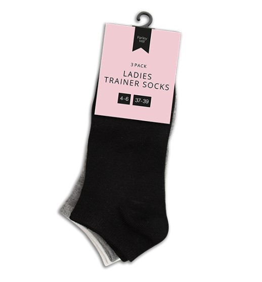 Ladies Trainer Socks 3 Pairs - Click Image to Close