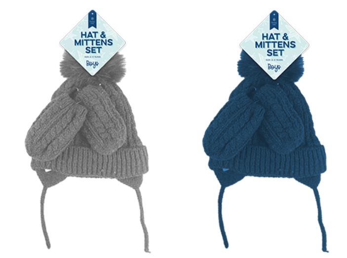Boys Hat & Mitten Set (ZERO VAT) - Click Image to Close