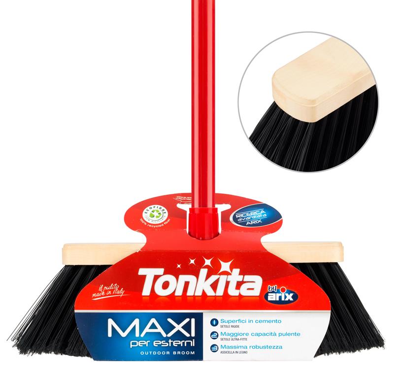 Tonkita Maxi Outdoor Broom Head With Stick - Click Image to Close