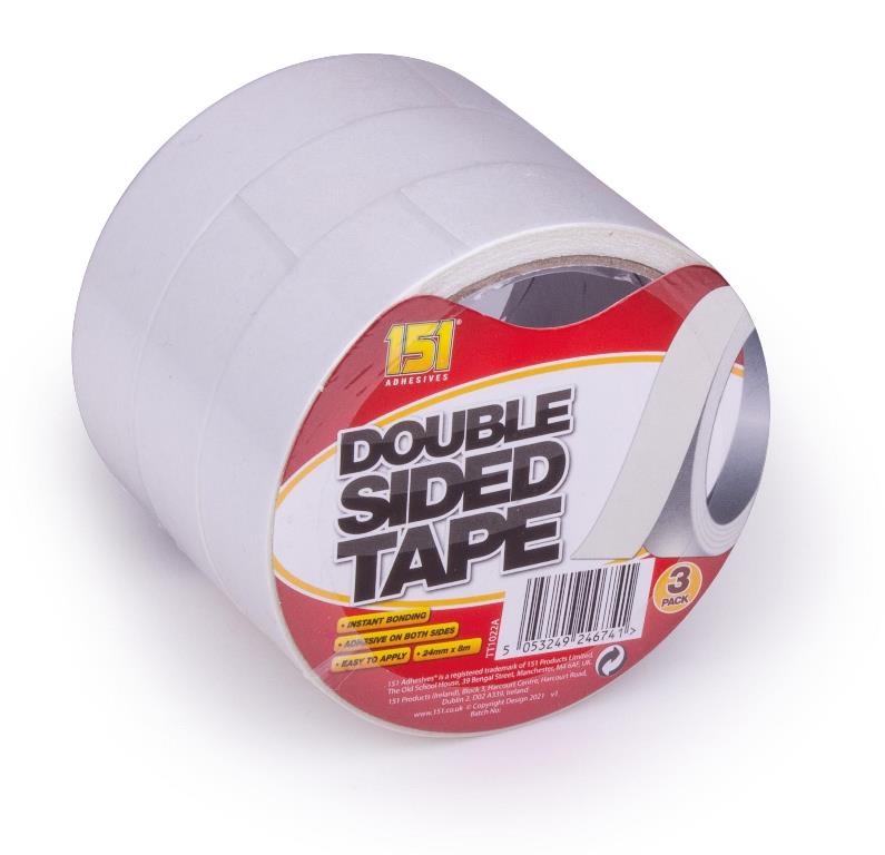 Double Sided Tape 3 Pack 8M x 24Mm x 0.15Mm - Click Image to Close