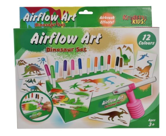Dinosaur Air Flow Pens Playset In Hanging Box - Click Image to Close