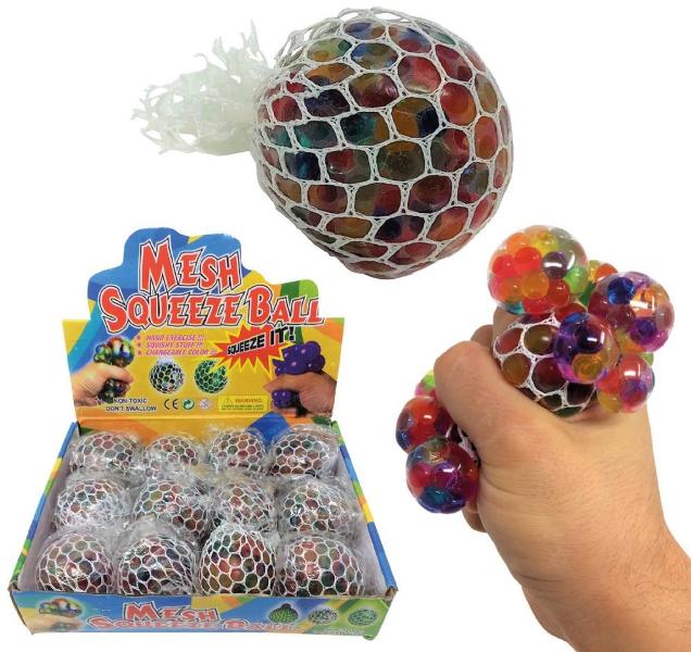 7Cm Squishy Mesh Net Ball With Colour Beads - Click Image to Close