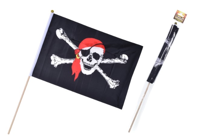 Pirate Hand Flag - 18 x 12 " On Stick Poly Bag Header - Click Image to Close