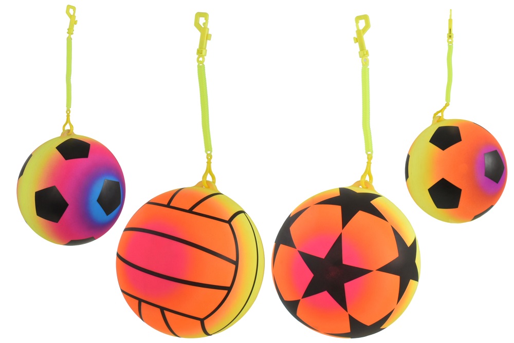 10" ( 25cm ) Neon Rainbow Ball With Keychain - Click Image to Close
