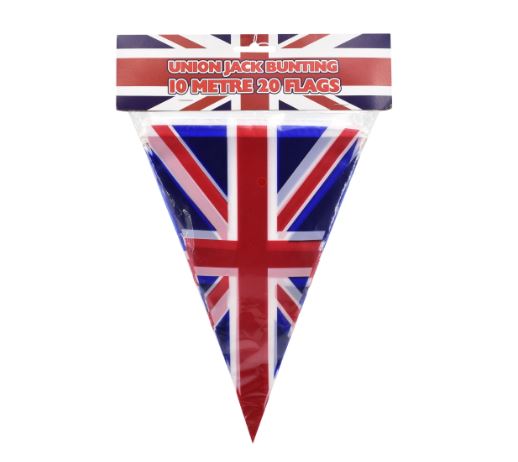 Union Jack Triangular Bunting 10M 20 Flags - Click Image to Close