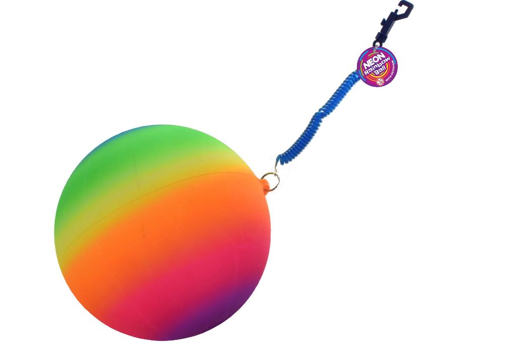 10" ( 25cm ) Neon Rainbow Ball With Keychain - Click Image to Close
