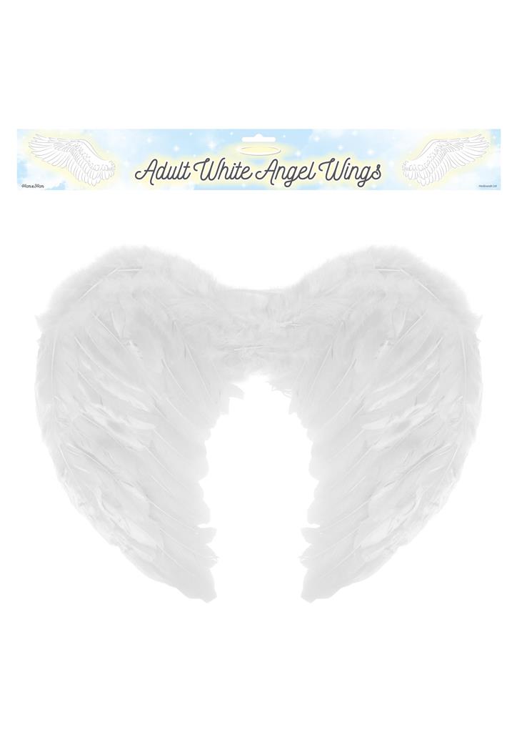 Adult White Angel Feather Wings (44cm x 34cm) - Click Image to Close