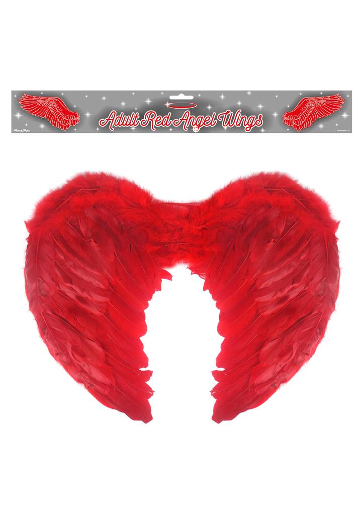 Adult Red Angel Feather Wings (44cm x 34cm) - Click Image to Close