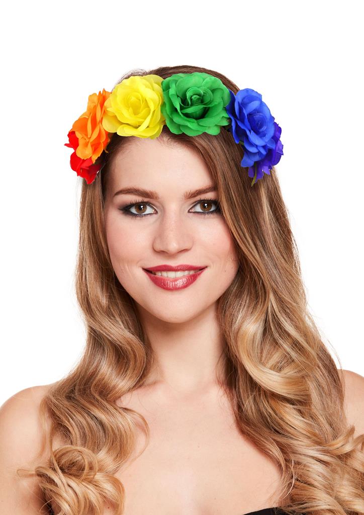 Rainbow Pride Flower Headband - Click Image to Close