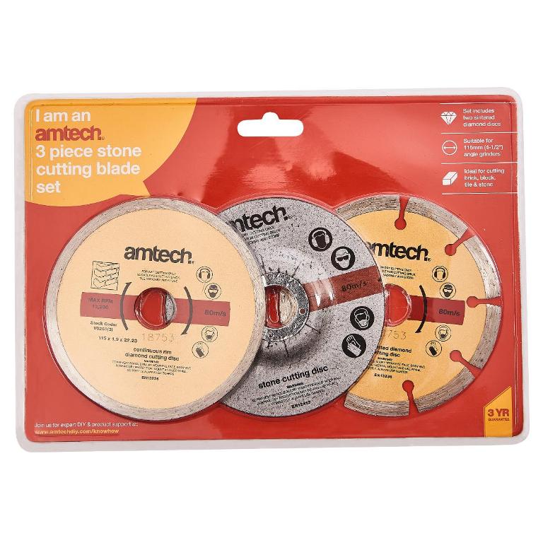 Amtech 3 Pack 115Mm Type 41 Diamond & Cut Off Disc Set - Click Image to Close