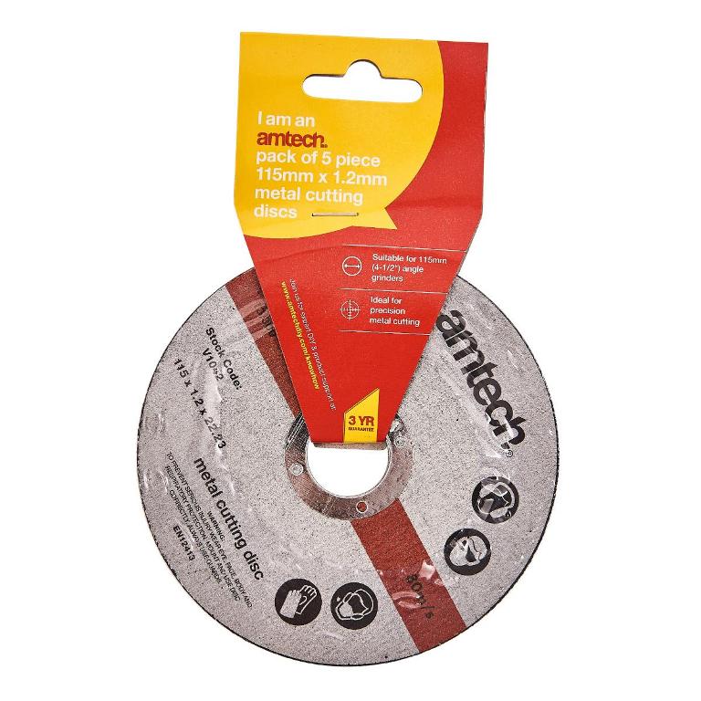 Amtech 5 Pack 1.2mm x 115mm Metal Cutting Discs - Click Image to Close