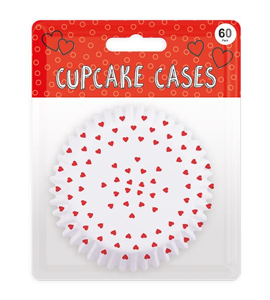 Valentines Day Printed Cupcake Cases 60 Pack - Click Image to Close