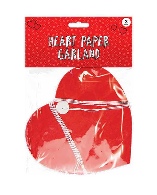 Valentines Day Paper Heart Garland 3M - Click Image to Close