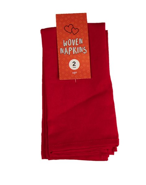 Red 41cm x 14cm Woven Napkins Set Of 2 - Click Image to Close