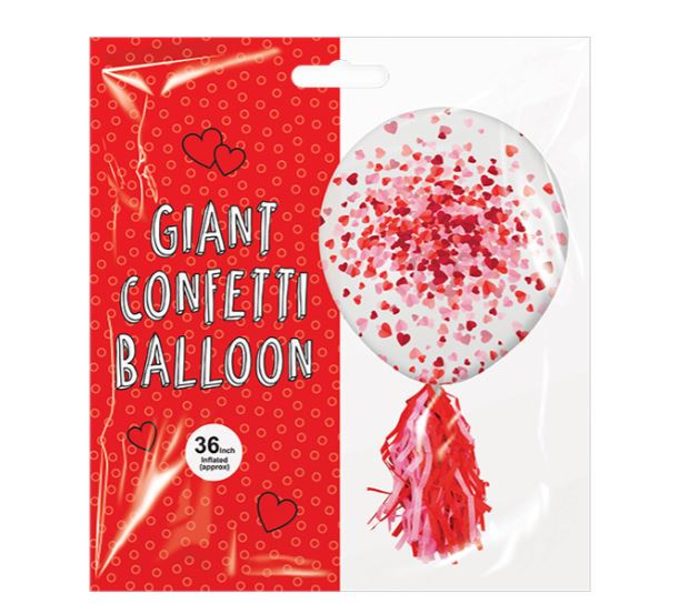 Valentines Day Giant Confetti Balloon 36" - Click Image to Close