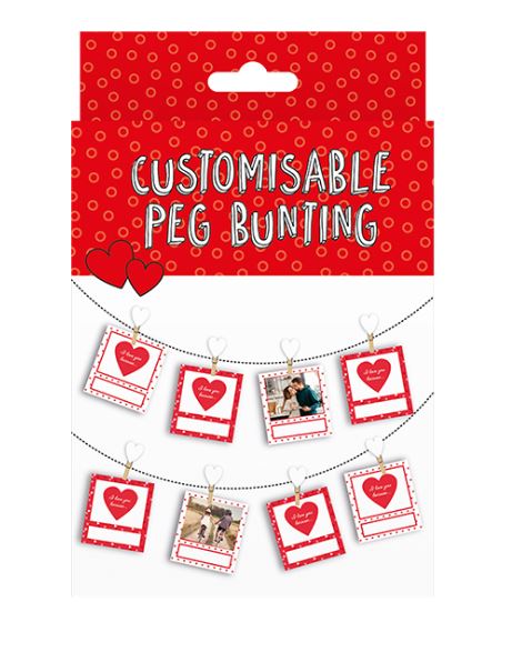 Valentines Day Customisable Peg Bunting 1.5M - Click Image to Close
