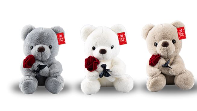Valentines Plush Teddy With Rose 27cm - Click Image to Close