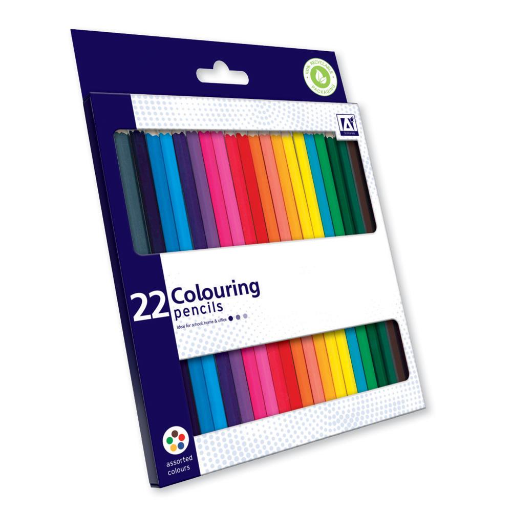 Stationery Pack Of 22 Coloured Pencils - Click Image to Close