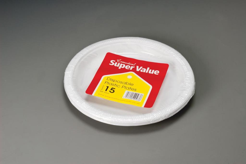 Super Value White Plastic Plates 23cm 15 Pack - Click Image to Close