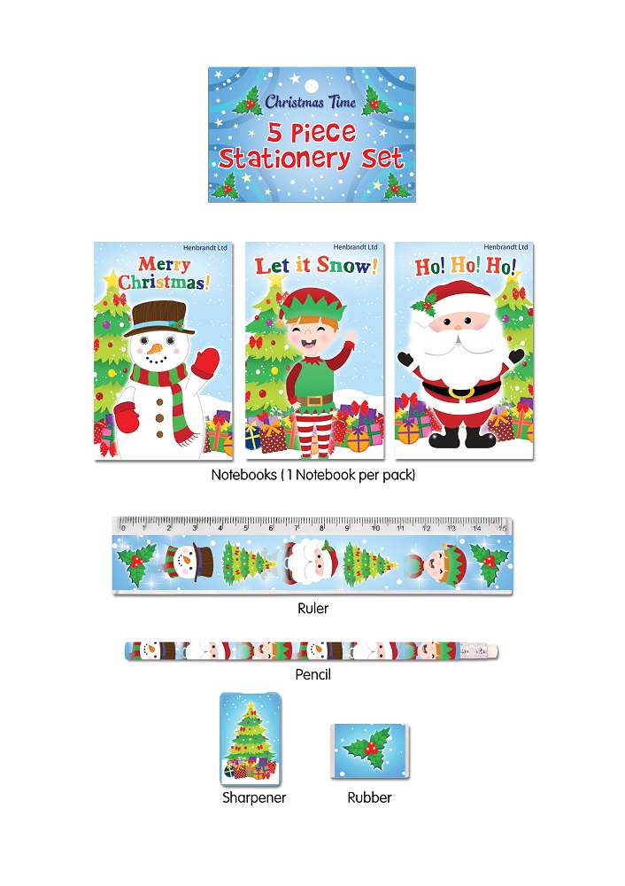 Christmas 5Pc Stationery Set - Click Image to Close