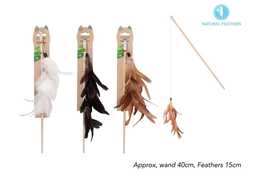 Natural Feather Cat Wand - Click Image to Close