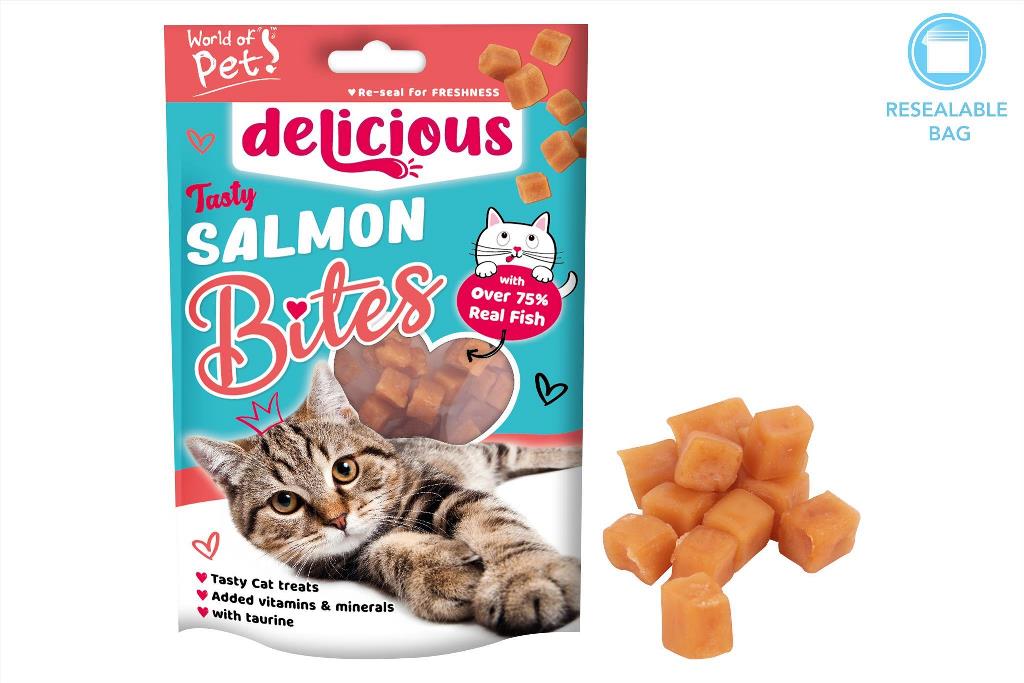 PETS SALMON BITES CAT TREAT 80G - Click Image to Close