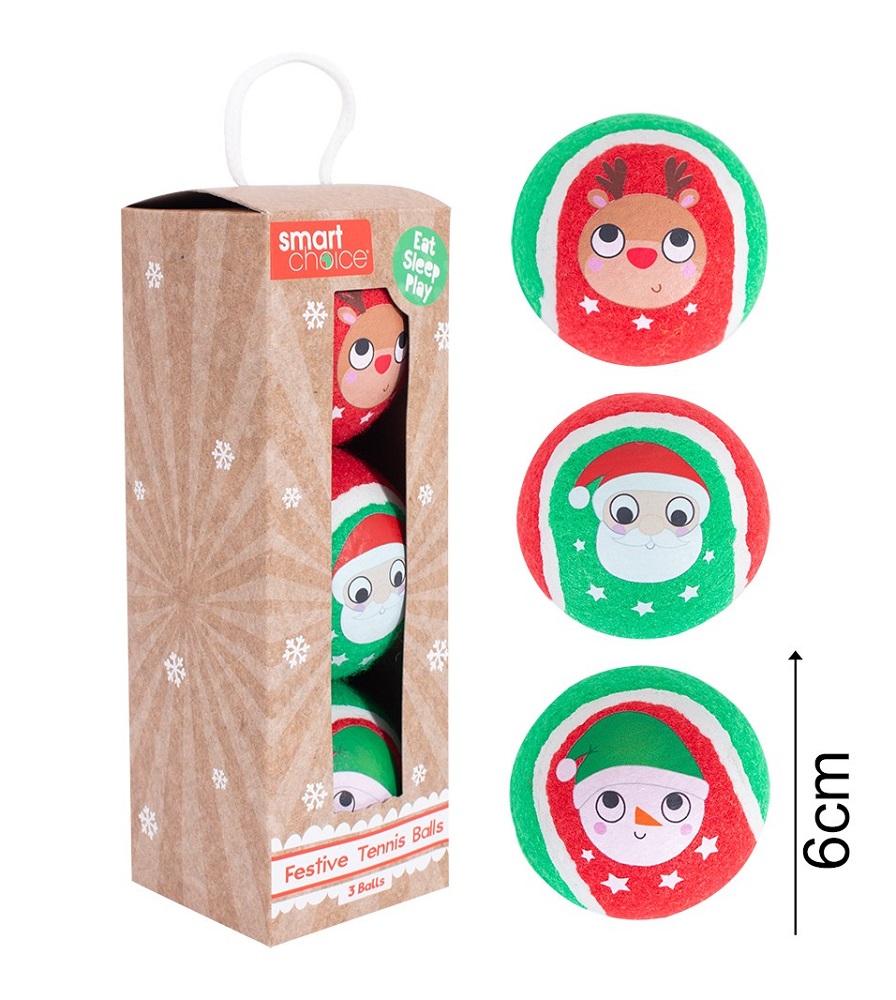 Smart Choice Festive Tennis Balls 3 Pack - Click Image to Close