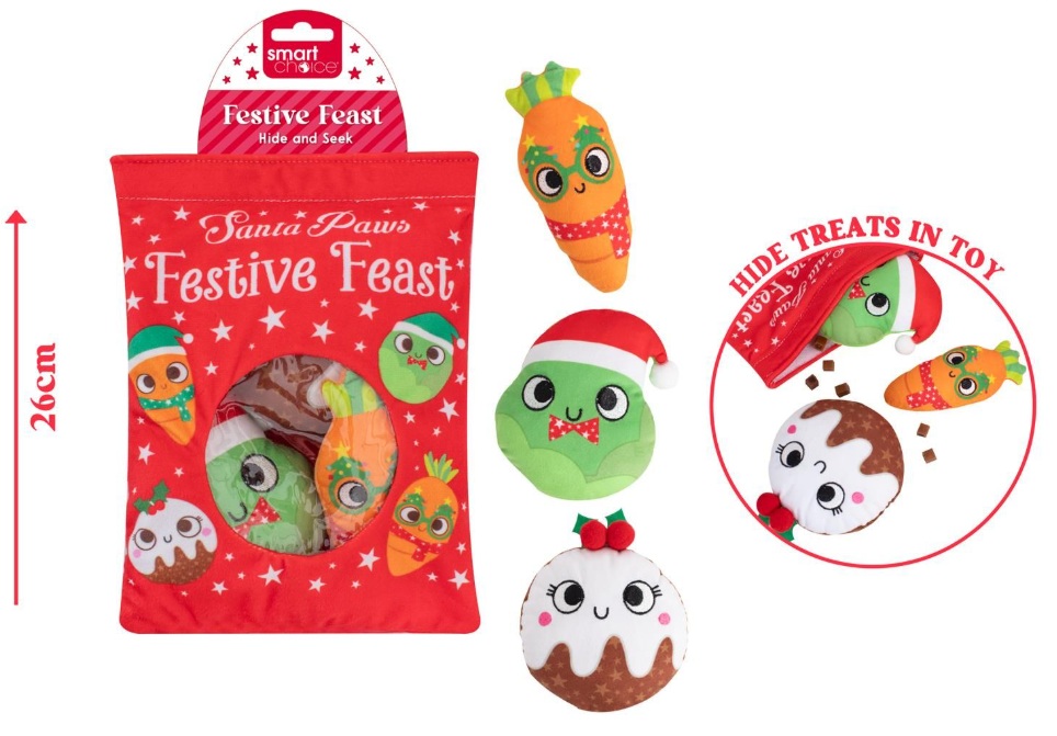 Christmas Plush Festive Feast Hide & Seek Dog Toy - Click Image to Close