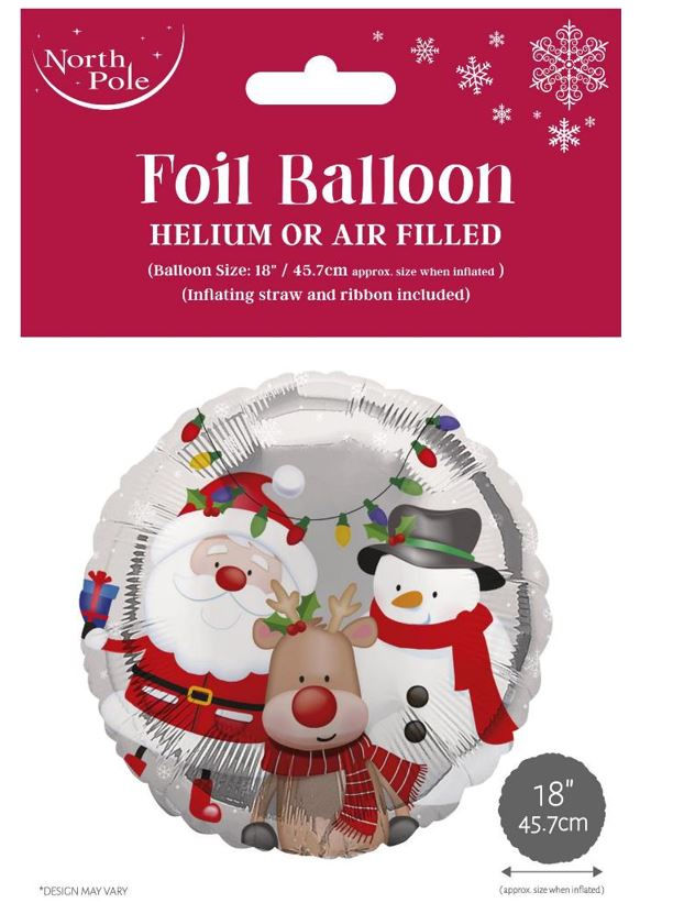 Cute Christmas 18" Foil Balloon - Click Image to Close